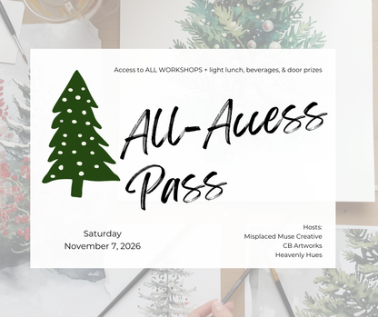 All-Access Pass for workshops with a green tree icon on a textured background